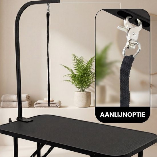 Animali Trim Table - Table de toilettage pour chien - Table de toilettage pour chien - Pliable - Avec option laisse - Noir