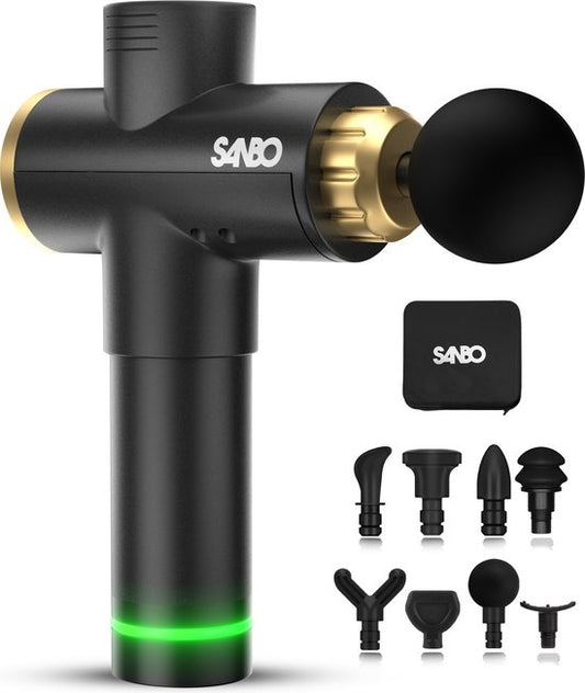 Sanbo Massage gun Elite - Massage sportif et relaxant - Noir/Or - Professionnel 30 étapes - Avec étui - Avec APP - Pistolet de massage - Appareil de massage - Fitness