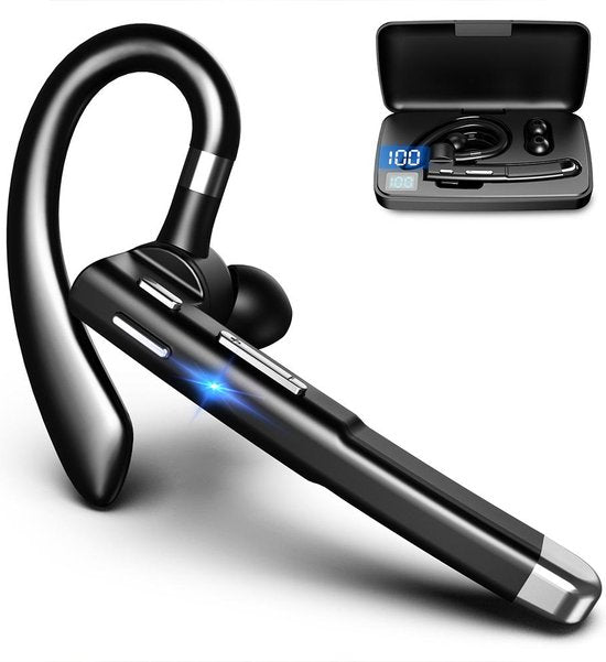 Otiume Wireless Headset - Noise Canceling - Including Charging Case - Bluetooth 5.0 - 100 hours - Waterproof - Bluetooth Headset - Hands-free Calling Auto Bluetooth - Work Earbuds - Earphones - Wireless Headset with Microphone - Office Earphones