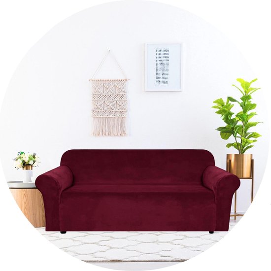 Hilvard - Housse de canapé Stretch canapés 3 places - Housse de siège - Housse de canapé - Housse de siège Pets - Housse de canapé - Lavable - Rouge Bordeaux
