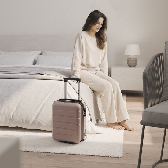 Valise cabine TRVLMORE - 40 x 30 x 20 cm - Modèle à placer sous le siège - 24 L - Serrure TSA - 2 roulettes - Or rose