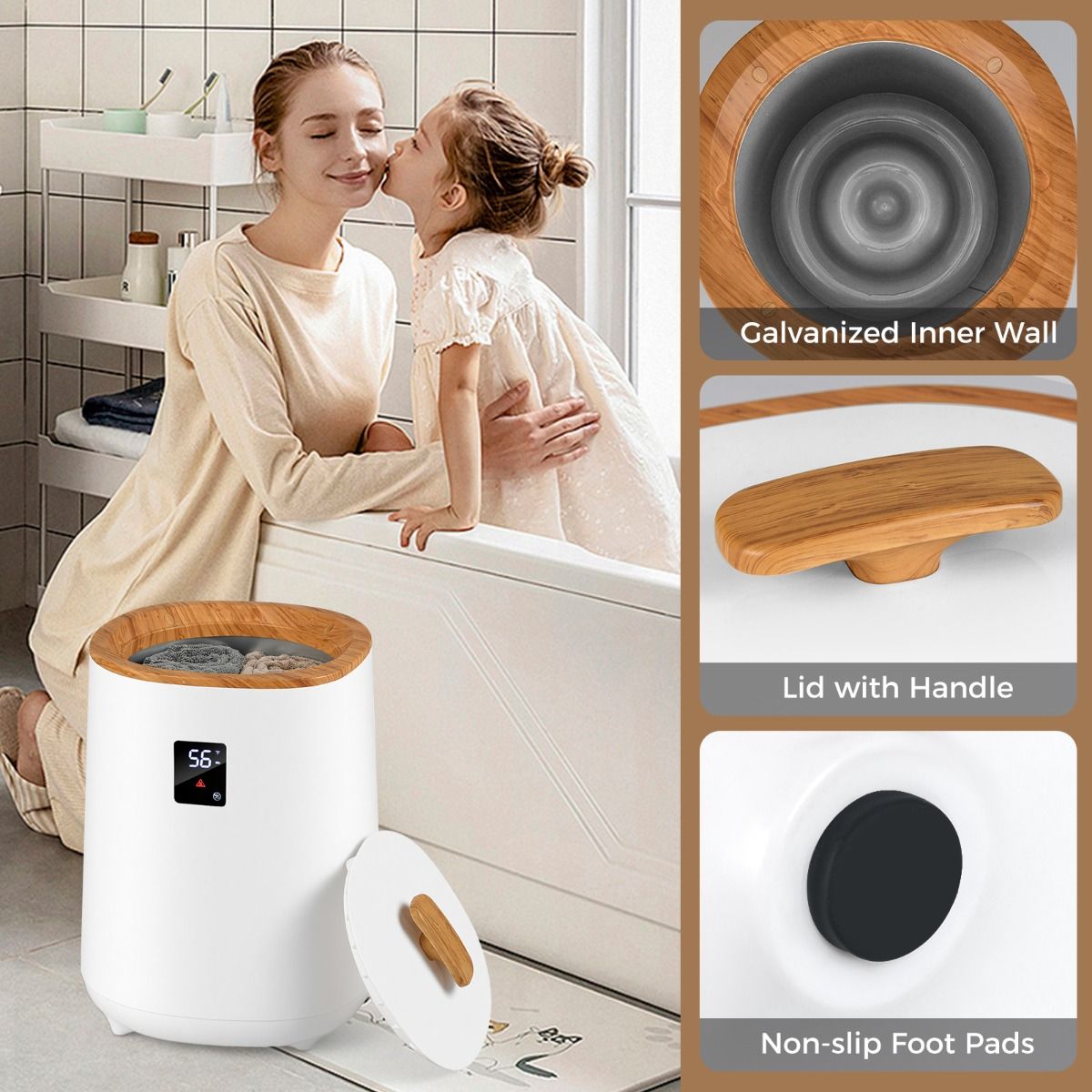 Chauffe-serviettes Coast Emmer - Chauffage rapide - Capacité de 18 litres - Blanc