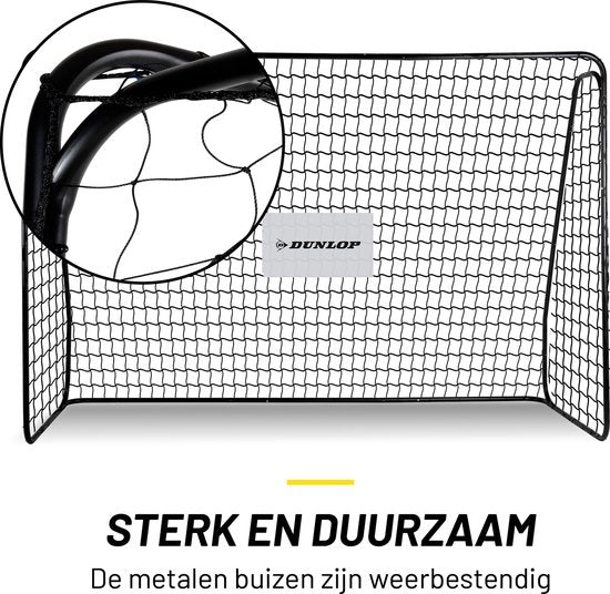 Dunlop Football Goal - But de football 300 x 205 x 120 cm - But de football grand format - Jouets d'extérieur pour enfants et adultes - Montage rapide - But d'entraînement de football - Métal - Noir