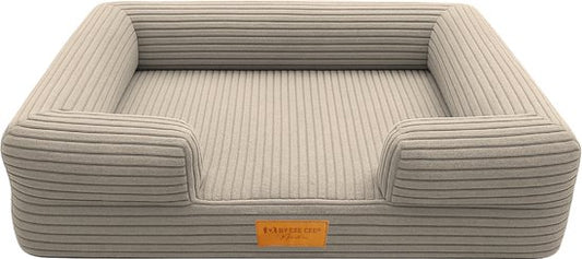 By Cee Cee Panier orthopédique pour chien - Coussin orthopédique pour chien - Lit pour chien - Tissu côtelé - Pour petits chiens - Mocha Taupe - 80x55
