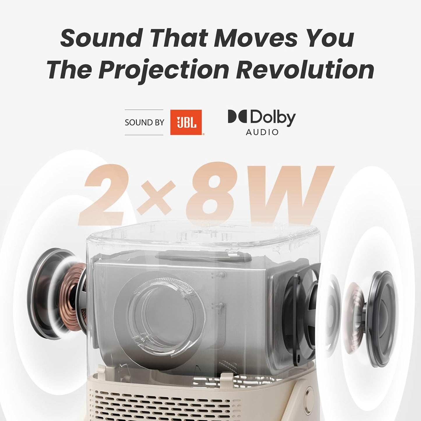Projecteur d'extérieur Yaber T2 - Résolution native 1080p - Wi-Fi 6 - Audio JBL et Dolby - Batterie intégrée - Bluetooth