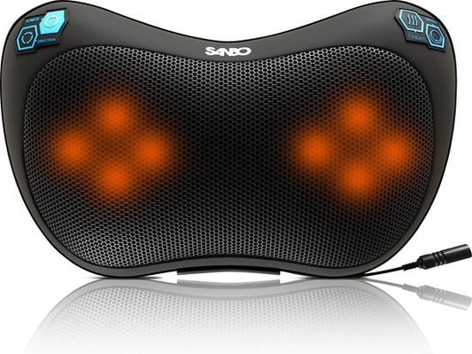 Sanbo Wireless Massage Cushion WL20 - Black - Appareils de massage - Fonction chaleur avec infrarouge - Pour la maison et la voiture - Shiatsu - Fitness