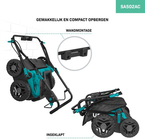 VONROC Scarificateur électrique - aérateur de gazon - 1500W - largeur de coupe 36 cm - 5 positions : 4 positions de profondeur (12/9/6/3 mm) + 1 position de transport (+10 mm) - bac de ramassage 45L inclus