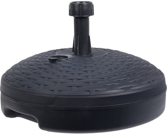 Pied de parasol aspect rotin - rond - gris anthracite - D45 cm - 20 litres - plastique - remplissable
