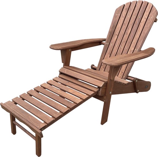 Chaise AXI Alexa Adirondack Coffee – Avec repose-pieds - Chaise de détente en bois avec accoudoirs – Pliable - Dossier haut - Chaise de jardin – 147 x 78,5 x 89 cm – 100 % bois de pruche certifié FSC