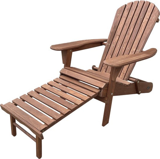 Chaise AXI Alexa Adirondack Coffee – Avec repose-pieds - Chaise de détente en bois avec accoudoirs – Pliable - Dossier haut - Chaise de jardin – 147 x 78,5 x 89 cm – 100 % bois de pruche certifié FSC
