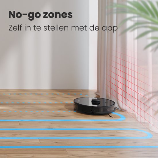 Auronic Robot Aspirateur - Avec fonction balayage - WiFi et App - Station de charge - Animaux domestiques - Robot balayeur - Navigation laser - Noir