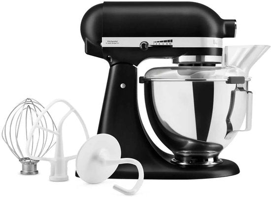 KitchenAid Artisan 5KSM95PSEBM - Robot de cuisine - 4,3 L - Noir mat - 3 crochets pétrisseurs