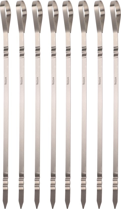 Brochettes Vaggan pour barbecue - 8 pièces - acier inoxydable - 41 cm - brochettes à viande - accessoires pour barbecue