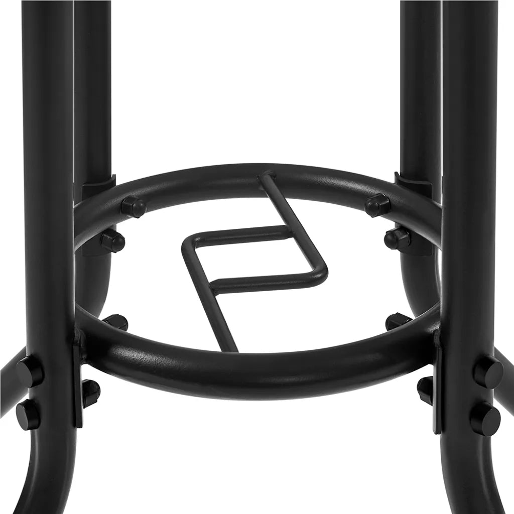Yaheetech Bistro Table de jardin Ø 70 cm - Noir - Table ronde avec plateau en verre trempé et trou pour parasol