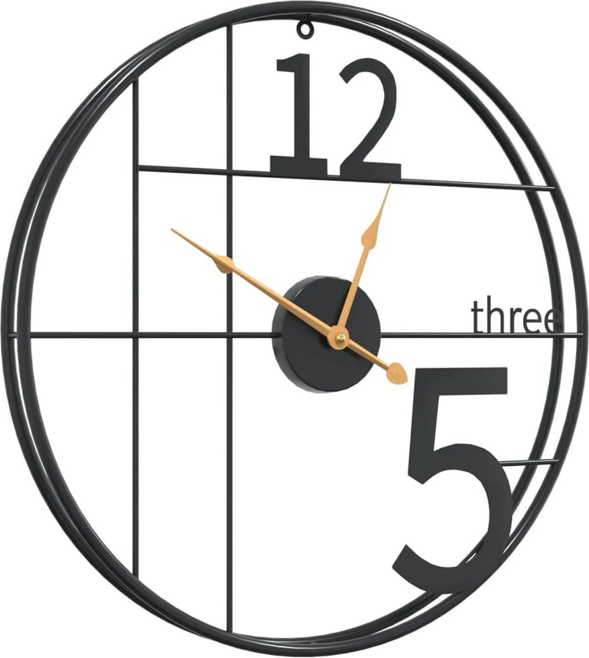 Horloge murale VidaXL Ø 50 cm - Mécanisme silencieux sans tic-tac - Cadran rustique avec motif de grain de bois - Noir fer
