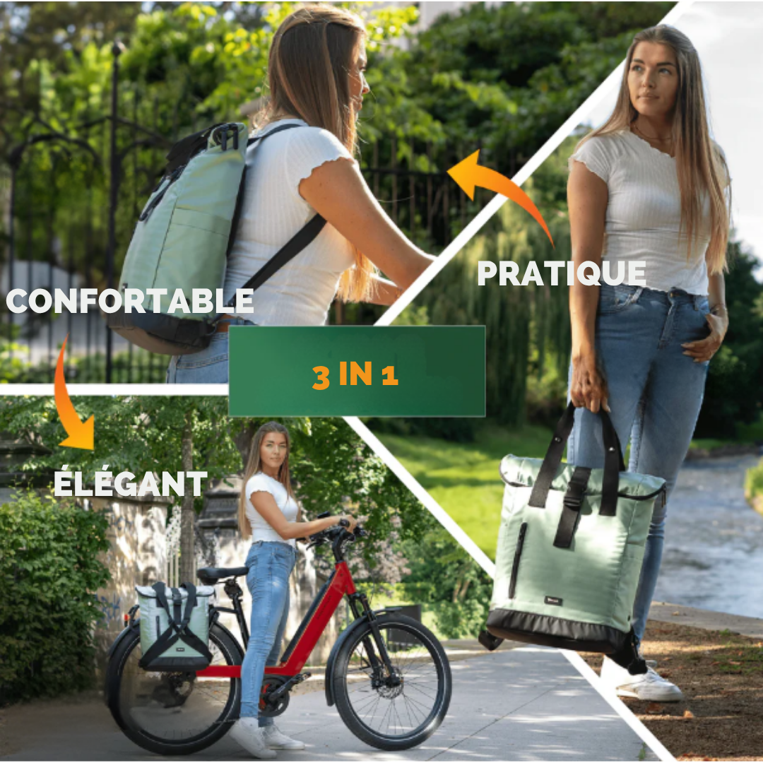 MIVELO - Sac à dos et sac à bagages pour vélo - Résistant à l'eau & 22 litres - Mint