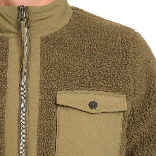 Mario Russo Teddy Jacket Stockholm - Veste homme - Manteau d'hiver homme - Cardigan homme - Army Green - M