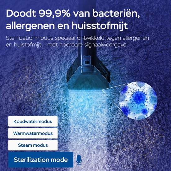Nettoyeur de tapis Qclean® - Nettoyeur de taches et nettoyeur à vapeur 4-en-1 - Vapeur à 105 °C - Nettoyeur de canapés - Autonettoyant - Produit nettoyant inclus