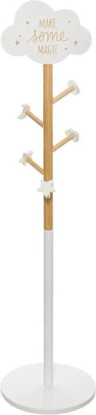 Porte-manteau Atmosphera - beige/blanc - bois MDF - 5 crochets - 35 x 135 cm