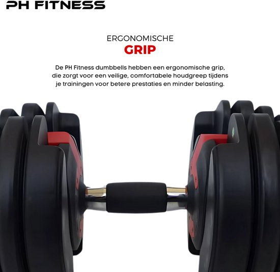 Ensemble d'haltères réglables DH FitLife 2026 - de 2,5 à 25 kg - 18 positions de poids