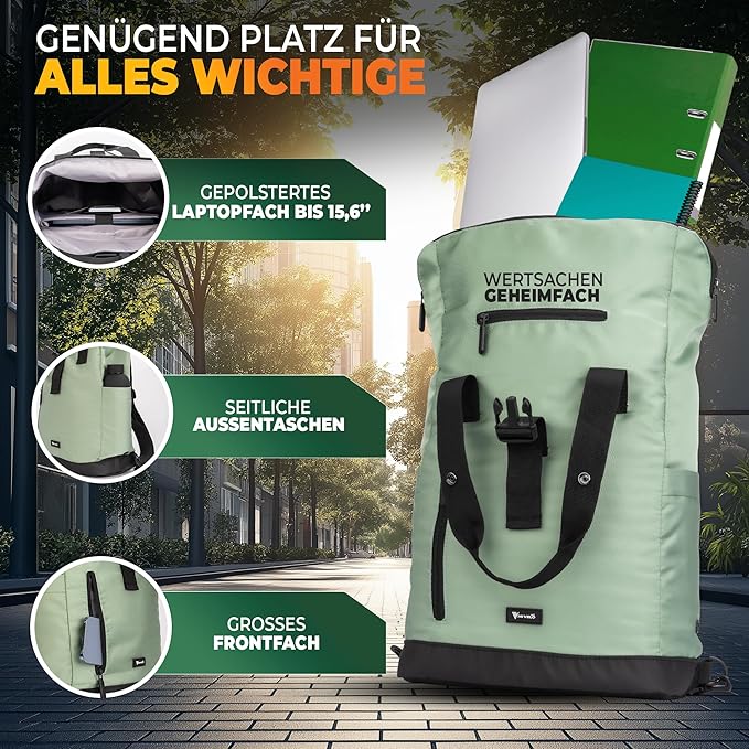 MIVELO - Sac à dos et sac à bagages pour vélo - Résistant à l'eau & 22 litres - Mint