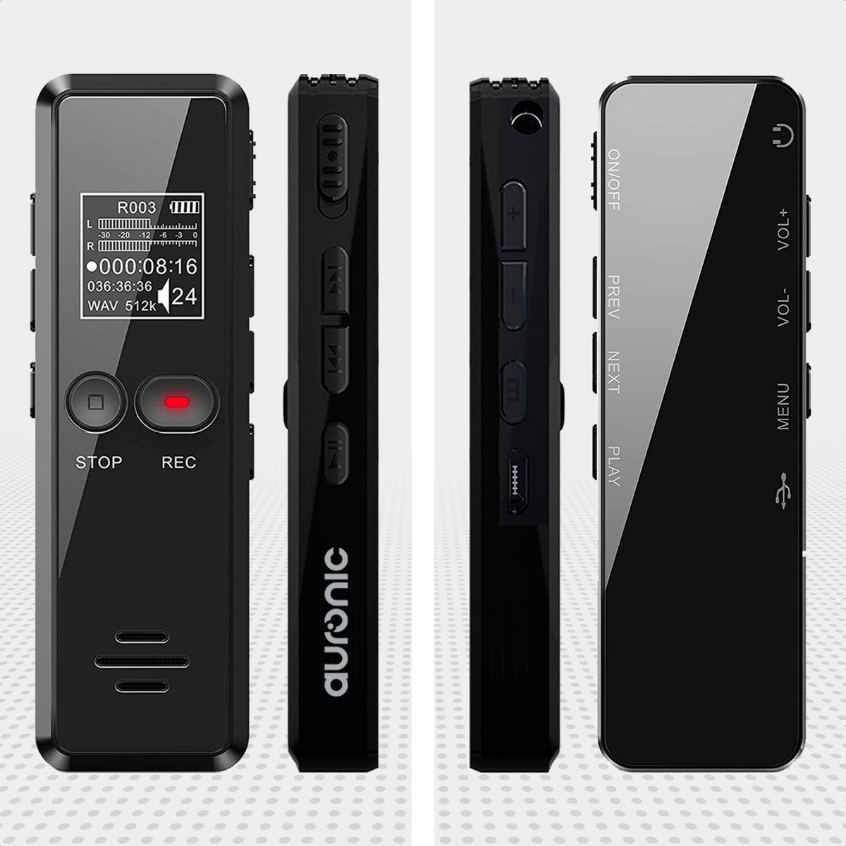 Auronic Dictaphone - Stockage 8GB USB - Noir