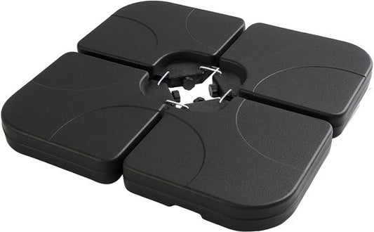 Brixy Parasol Tiles - Base de parasol - Remplissable jusqu'à 80kg - 50x50cm - 4 pièces - Tuiles de parasol pour base en croix - Noir