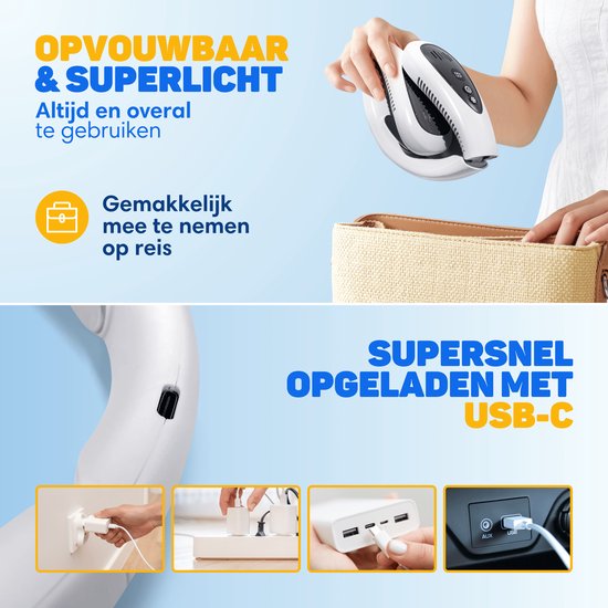 Vulpes Goods® Tech - Ventilateur de cou avec élément de refroidissement - Rechargeable et silencieux - Ventilateur de visage portable - 3 étapes avec refroidissement supplémentaire - Version ELITE