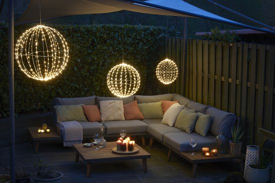 Luca Lighting Christmas Lights Ball with Warm White LED Lights - Ø60 cm - Noir
