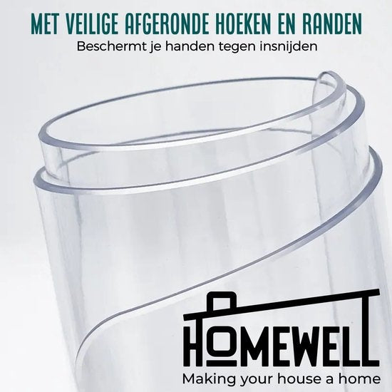 HOMEWELL Protecteur de table en verre transparent 90x200cm - Voile de table transparent - Nappe - Antidérapant et résistant à la chaleur - 2.2 mm