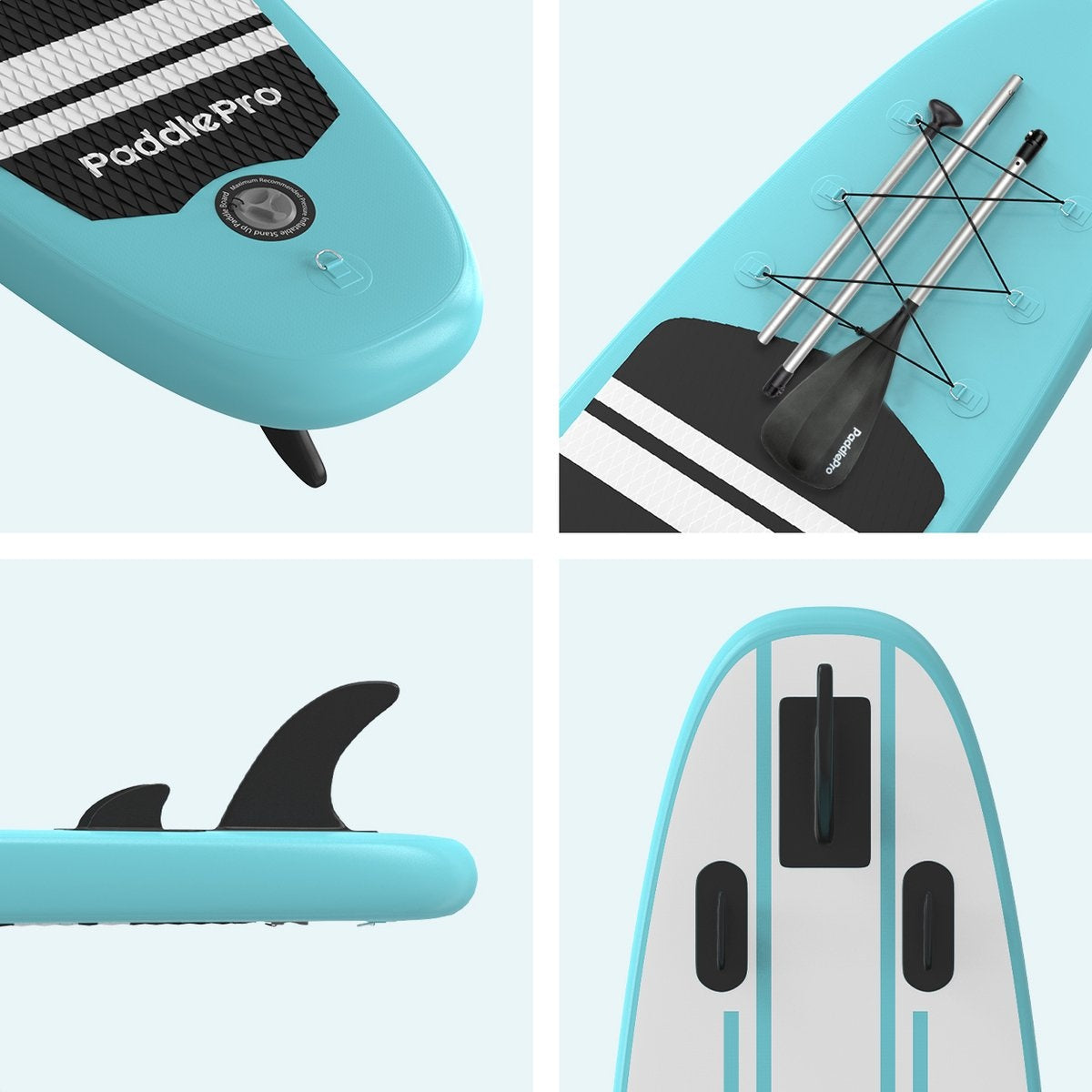 LifeGoods SUP Board - Inflatable Paddle Board - Set complet - Max. 135KG - 320x81cm - Vert menthe/Noir
