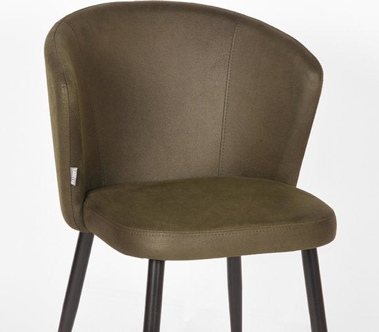 Chaise de salle à manger LABEL51 Wave - Verte - Tissu - Métal noir - Chaise - Chaise de salle à manger standard