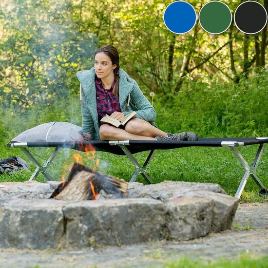 Lit de camp TecTake - xl lit de camp 190 cm - Noir - 401212