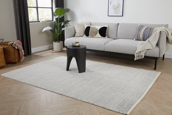Lifa Living Tapis - Laine et coton - Tissé - 160x230 cm - Design scandinave - Noir/Blanc