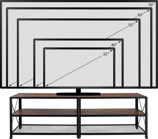 tectake - Meuble TV - Indianapolis - brun foncé industriel - 404543