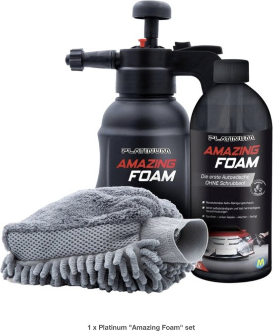1 000 ml de Platinum Amazing Foam + offert : 3 000 ml de recharge Platinum + offert : un scellant pour vitres Platinum Fantastic Protect
