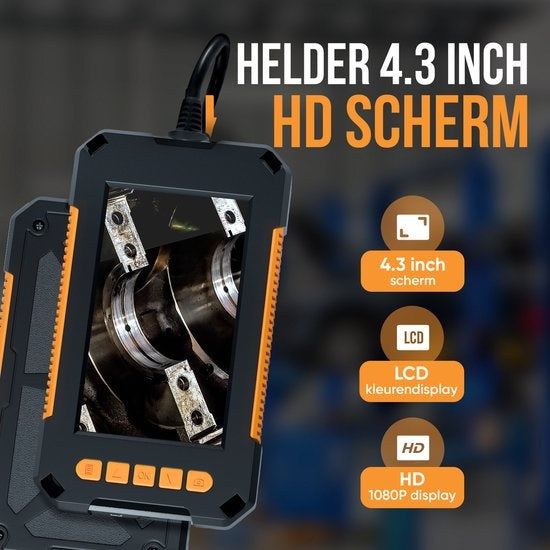 Strex Caméra d'inspection avec écran 5M - 1080P HD - écran LCD 4,3 pouces - étanchéité IP67 - éclairage LED - endoscope - caméra d'inspection - microSD 32gb inclus