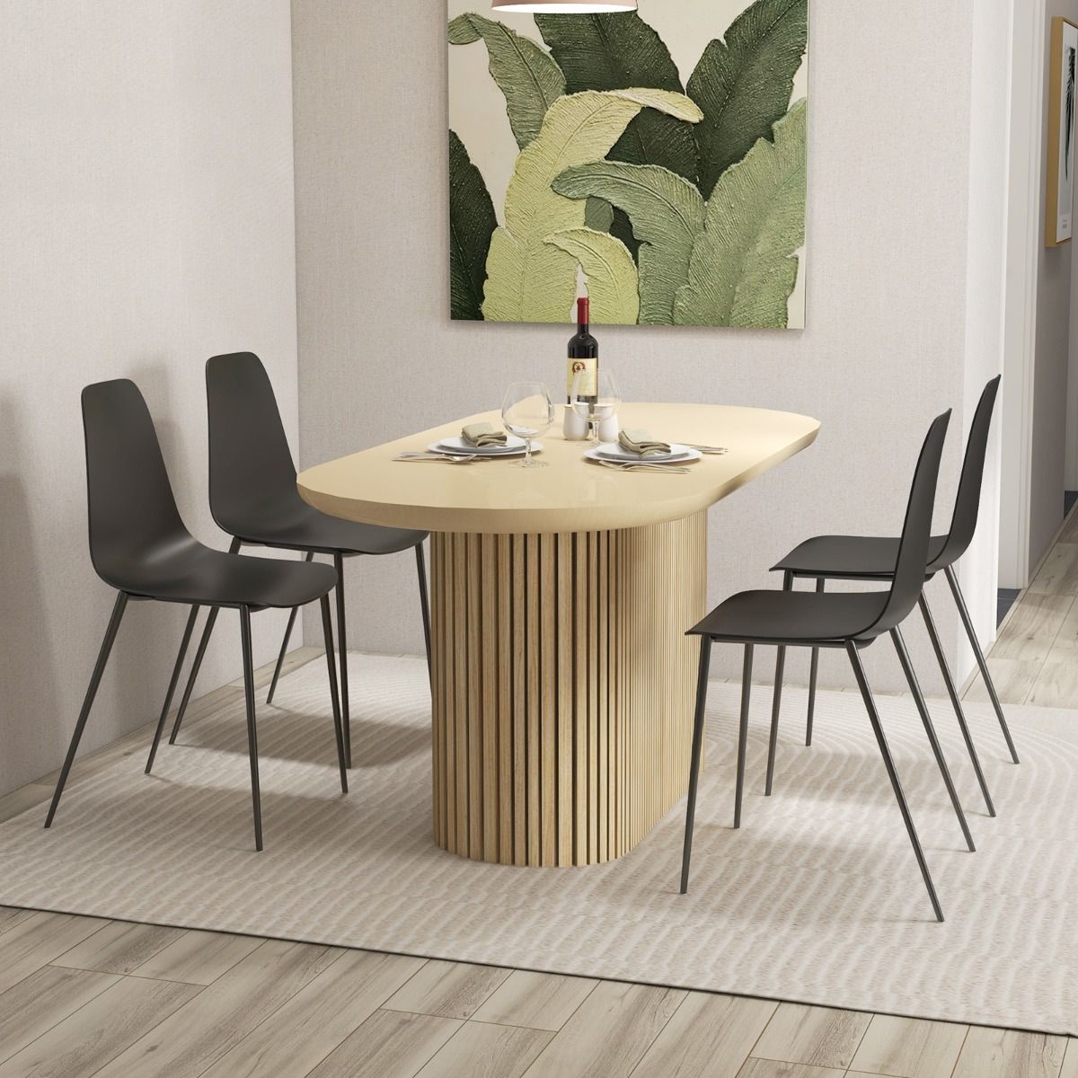 Coast Set of 4 Modern Dining Chairs Black 52.5 x 48.5 x 88 cm - Chaises de loisirs robustes avec pieds en métal