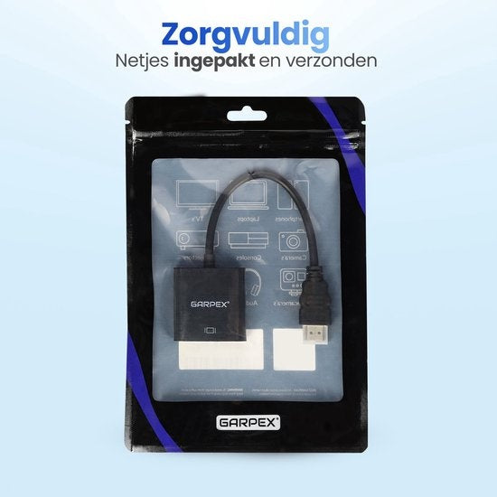 Garpex® Adaptateur HDMI vers VGA - HDMI vers VGA - Full HD 1080P - Mâle vers Femelle - Affichage supplémentaire