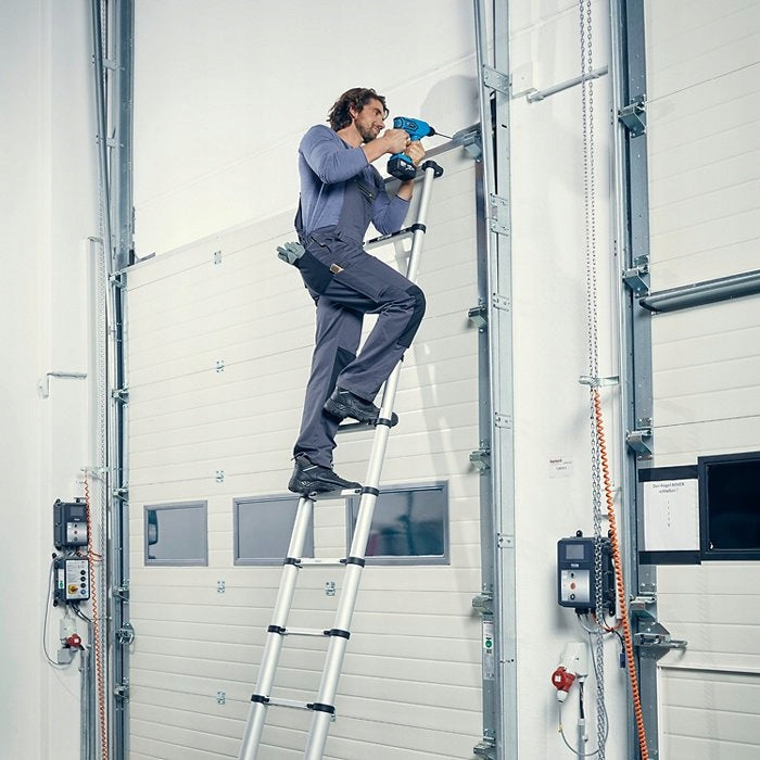 Workzone - Échelle télescopique - 3,27 mètres extensible - Technologie Soft-Close - Charge utile max. 150 kg de charge utile - Certifiée EN131 - Argent