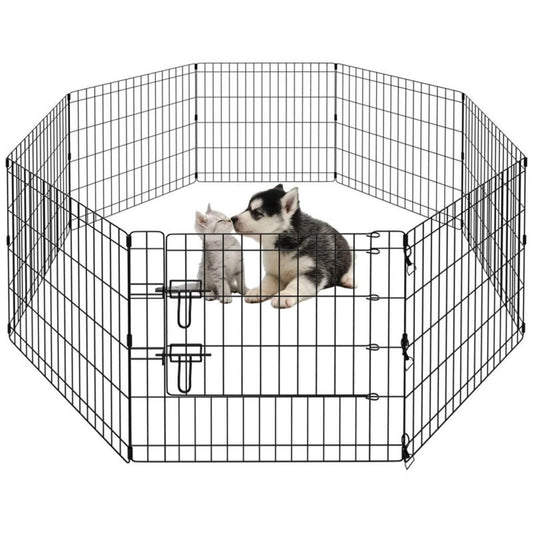 Ceruzo Parc à chiots - pliable - avec porte - 8 panneaux 60×60 cm - 480 cm de circonférence