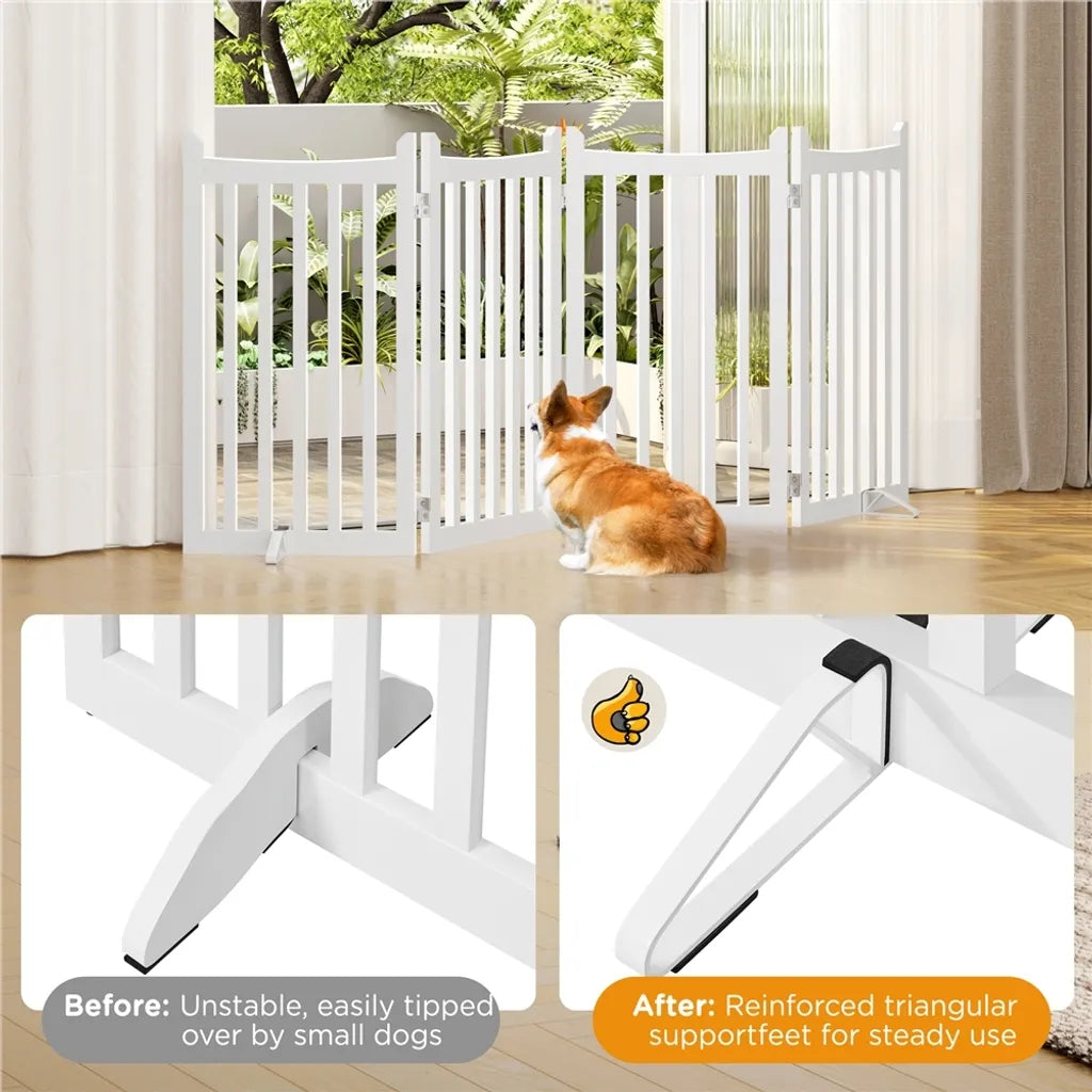 Yaheetech Dog Fence White - Clôture de sécurité pliable avec 4 panneaux - 201.5 x 90.5 x 1.8 cm