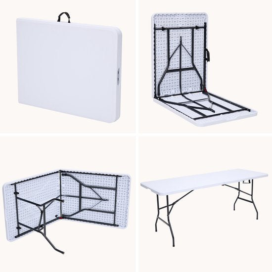 Infinity Goods Table pliante - Table pliante - 180 x 70 x 74 cm - Table de camping - Table de jardin - Portable - Blanc