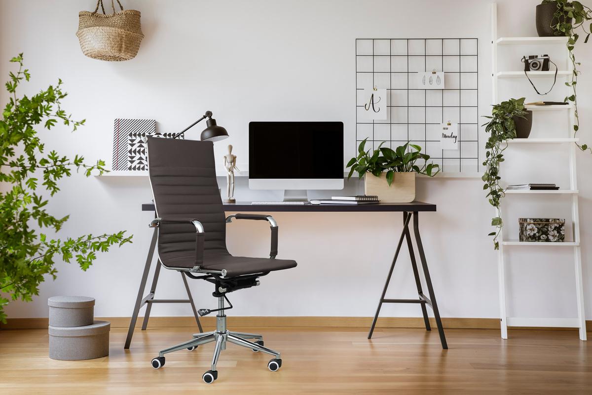 Lifa Living Siège de bureau Oxford - Accoudoirs - jusqu'à 150 kg - Hauteur d'assise 49-56 cm - Assise en cuir de buffle - Structure en métal - Gris foncé