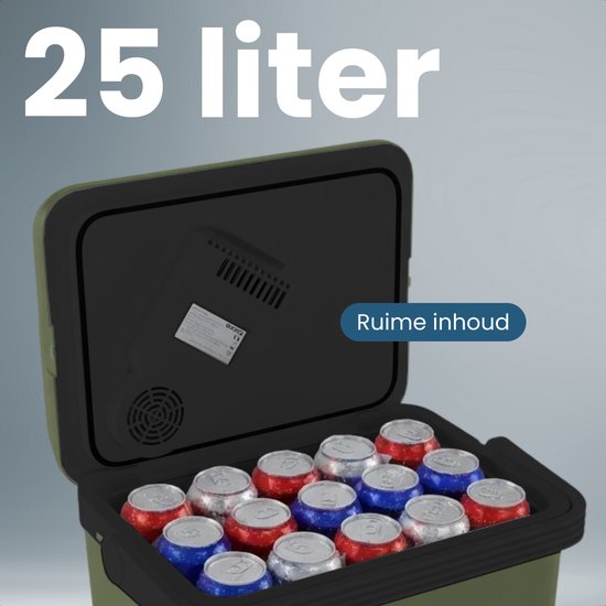 Auronic Coolbox électrique 12V et 230V - 25L - Réfrigérateur de camping - Voiture - Refroidissement et chauffage - Frigobox - Vert