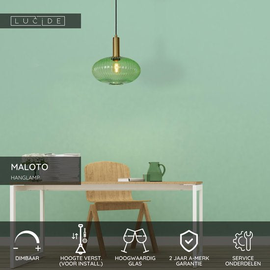 Lucide MALOTO - Suspension - Ø 30 cm - 1xE27 - Vert