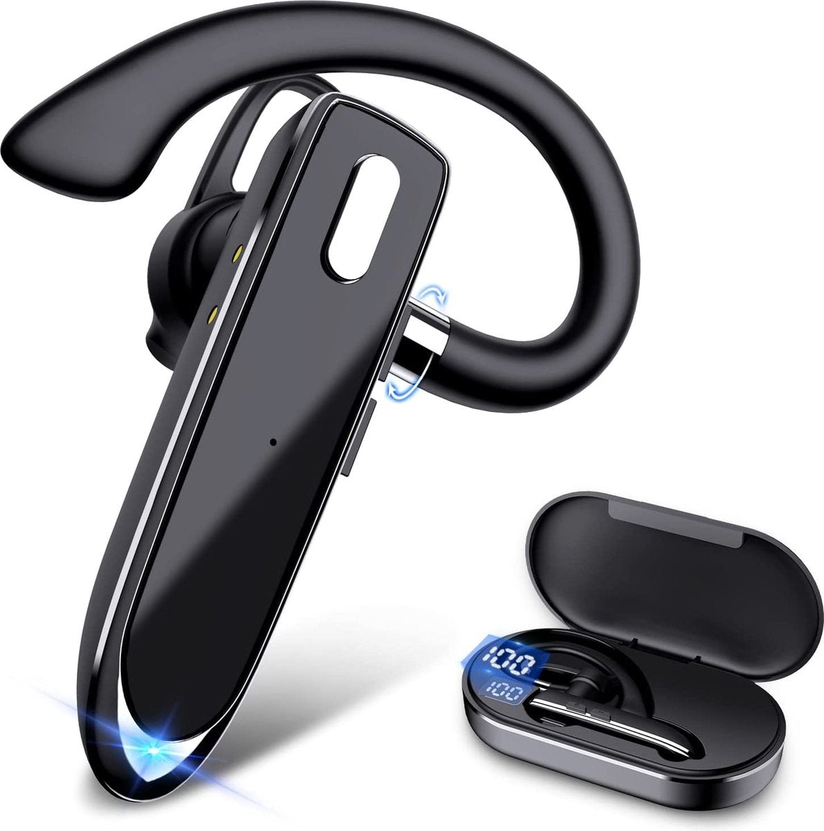 Casque Bluetooth avec étui de chargement - Casque intra-auriculaire - Casque sans fil avec microphone - Bluetooth 5.1 - Appels mains libres - Étanchéité IPX7