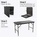 LifeGoods Table pliante - 120 cm - Table de camping - 4 personnes - Table pliante - Noir