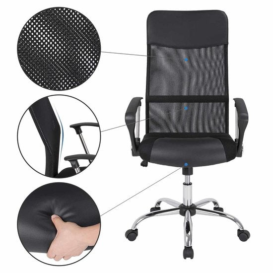 VEEHAUS Chaise de bureau en maille noire