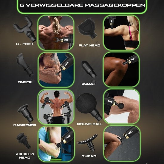 Sanbo Massage gun Elite - Massage sportif et relaxant - Noir/Or - Professionnel 30 étapes - Avec étui - Avec APP - Pistolet de massage - Appareil de massage - Fitness